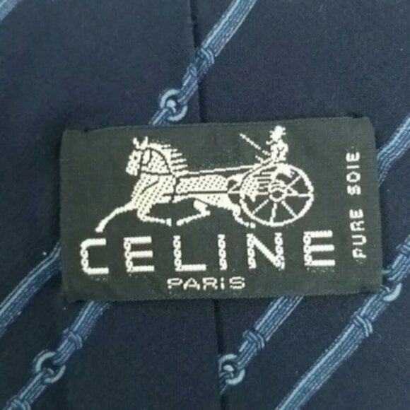 Celine Paris Navy and Light Blue Neck Tie - Picture 9 of 11